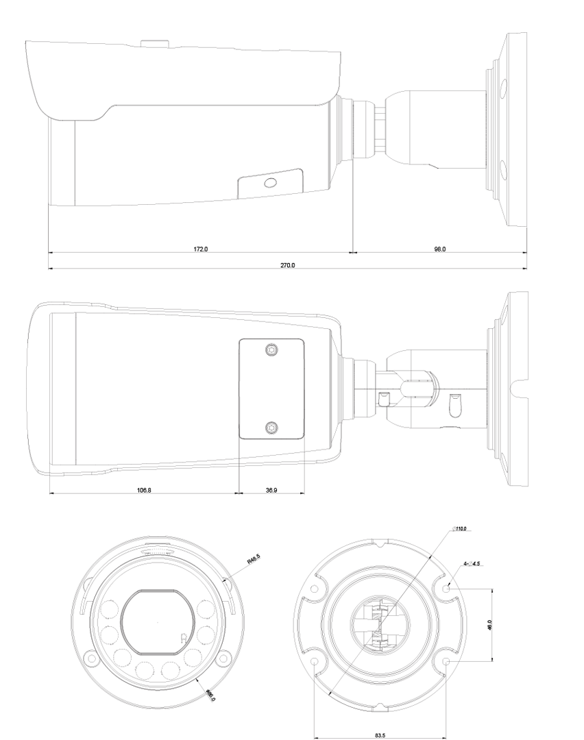 motorised zoom bullet camera dimensions