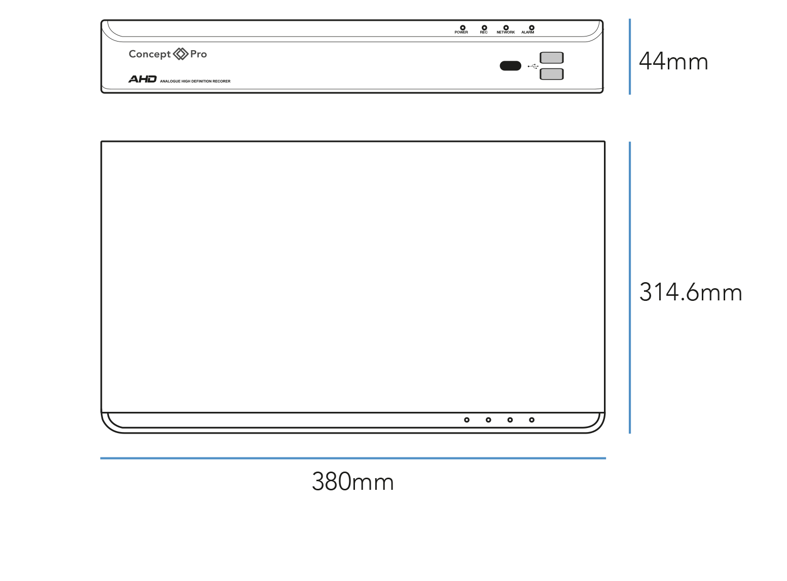 concept pro AHD DVR dimensions