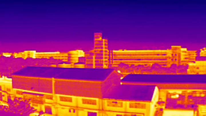 Thermal image of an industrial building.