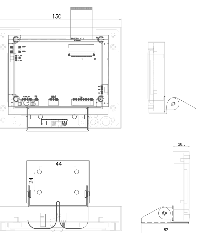 5 LED vehicle monitor dimensions